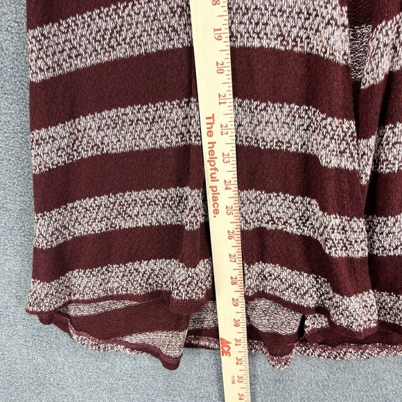 T/O Sweaters Cardigan Womens Size M red wine Stripe Long Sleeve Hooded Stretch - Picture 11 of 11